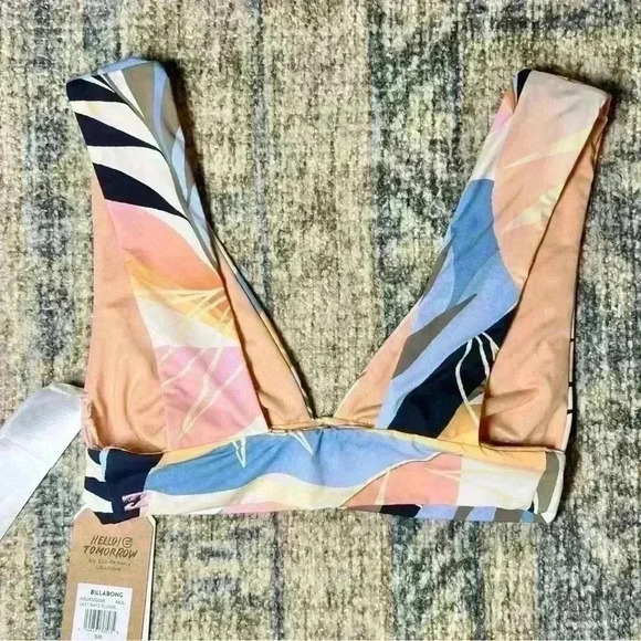 NWT Billabong Last Rays Plunge Multi Color Reversible Bikini Top Size Small - Picture 9 of 16